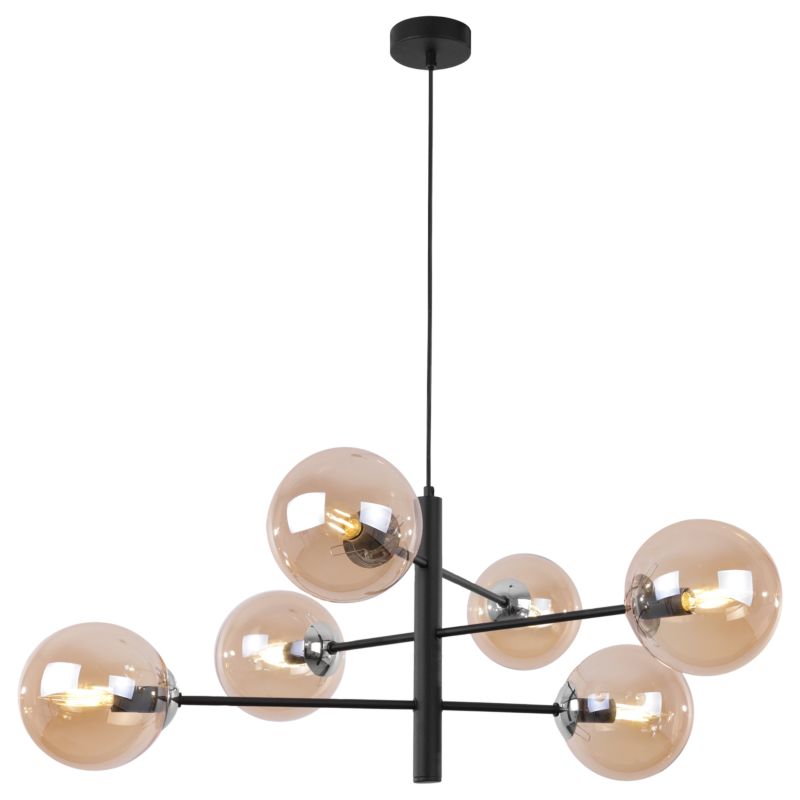 Lampa sufitowa wisząca Light Home LH Venice 6x E14 40W czarny/chrom klosz miodowy 1szt.