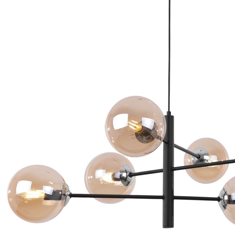 Lampa sufitowa wisząca Light Home LH Venice 6x E14 40W czarny/chrom klosz miodowy 1szt.
