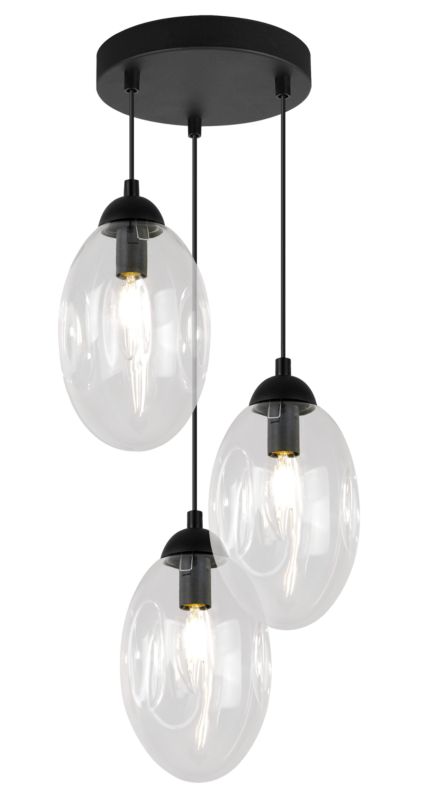 Lampa sufitowa wisząca Light Home LH Vigo 3x E14 60W okrągły 19cm transparentny 1szt.