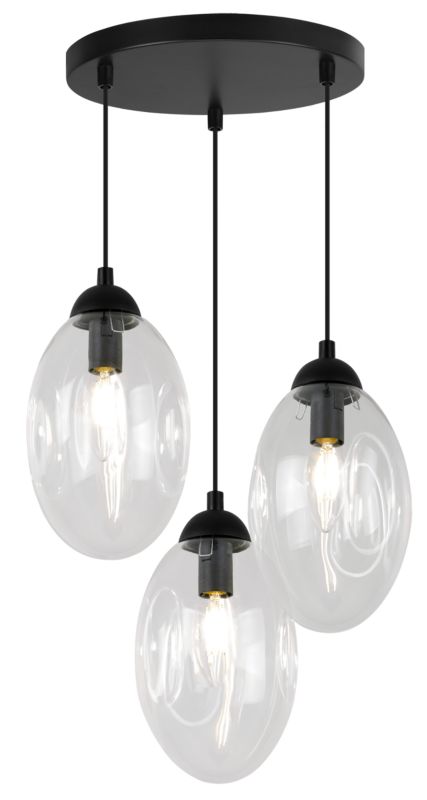 Lampa sufitowa wisząca Light Home LH Vigo 3x E14 60W okrągły 30cm transparentny 1szt.