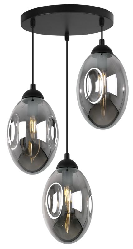 Lampa sufitowa wisząca Light Home LH Vigo 3x E14 60W okragły 30cm czarny 1szt.