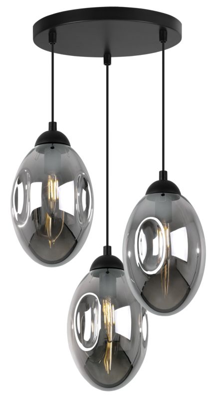 Lampa sufitowa wisząca Light Home LH Vigo 3x E14 60W okragły 30cm czarny 1szt.