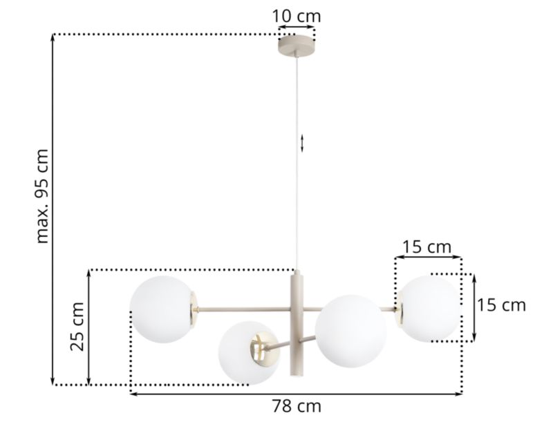 Lampa sufitowa wisząca Light Home LH Vinceza 4x E14 kaszmirowy/złoty 1szt.