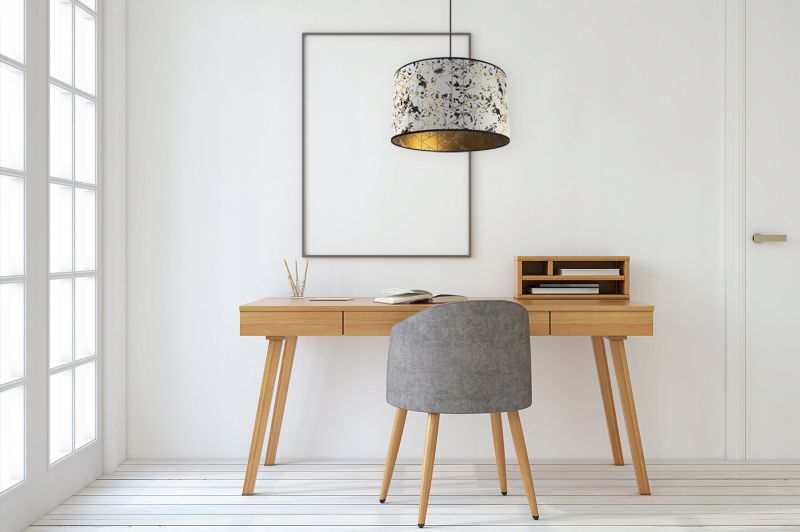 Lampa sufitowa wisząca Light Home LH Werona 1x E27 60W abażur 40cm szary/złoty 1szt.