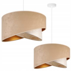 Lampa sufitowa wisząca Light Home LH Werona 1x E27 60W abażur 45cm tkanina beżowy/biały 1szt.