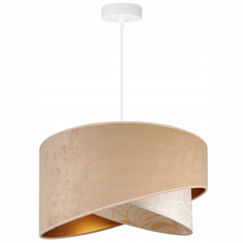 Lampa sufitowa wisząca Light Home LH Werona 1x E27 60W abażur 45cm tkanina beżowy/biały 1szt.