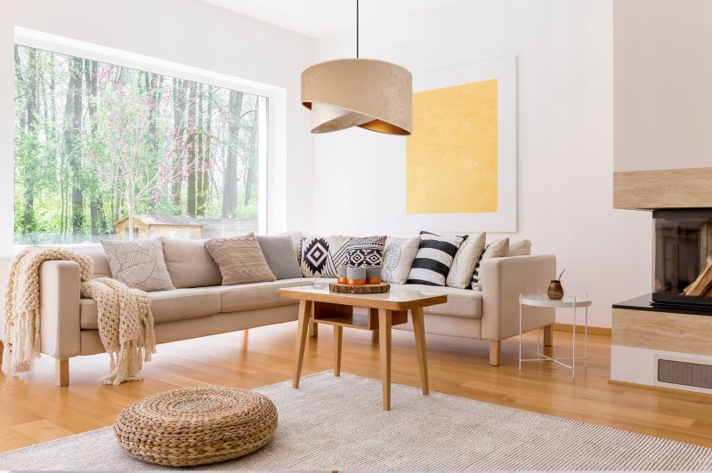 Lampa sufitowa wisząca Light Home LH Werona 1x E27 60W abażur 45cm tkanina beżowy/czarny 1szt.