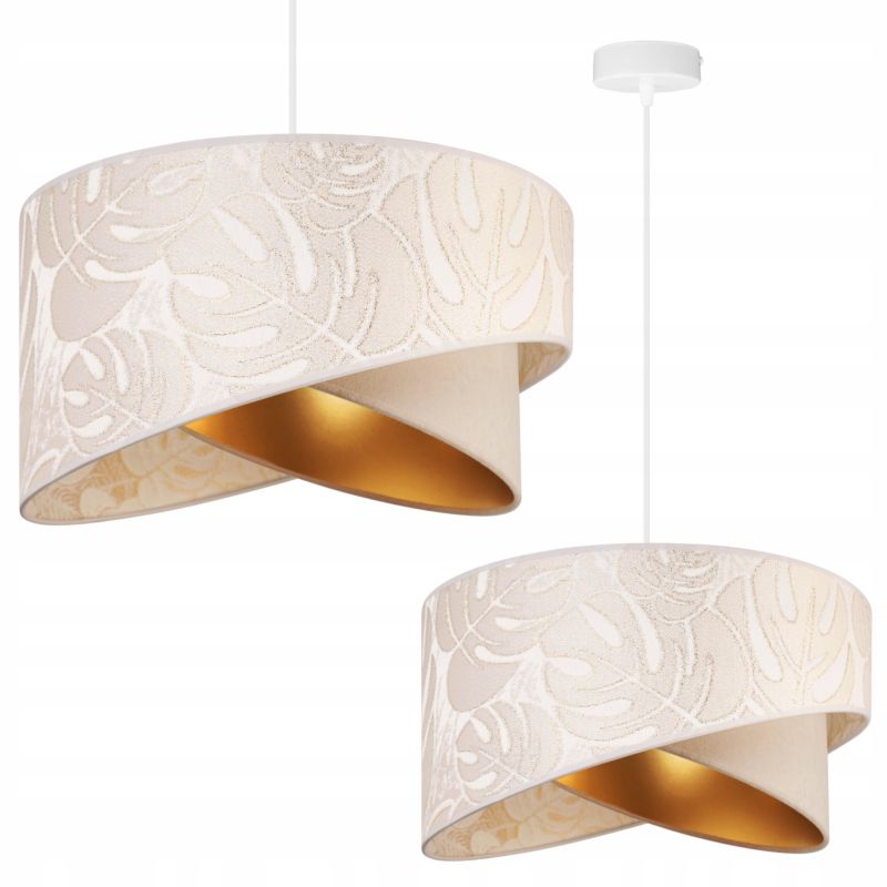 Lampa sufitowa wisząca Light Home LH Werona 1x E27 60W abażur 45cm tkanina kremowy/biały 1szt.