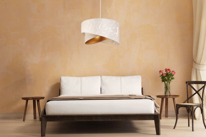 Lampa sufitowa wisząca Light Home LH Werona 1x E27 60W abażur 45cm tkanina kremowy/biały 1szt.