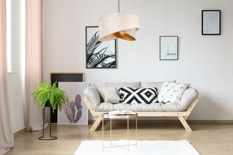 Lampa sufitowa wisząca Light Home LH Werona 1x E27 60W abażur 45cm tkanina kremowy/czarny 1szt.