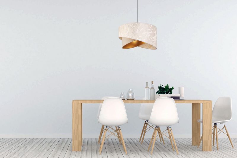 Lampa sufitowa wisząca Light Home LH Werona 1x E27 60W abażur 45cm tkanina kremowy/czarny 1szt.