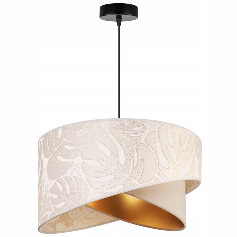 Lampa sufitowa wisząca Light Home LH Werona 1x E27 60W abażur 45cm tkanina kremowy/czarny 1szt.