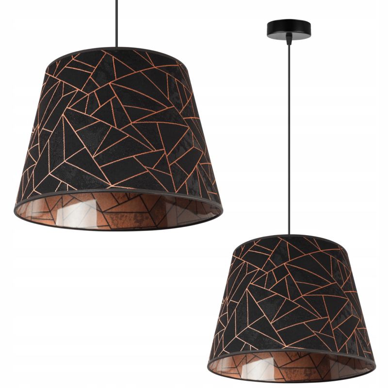Lampa sufitowa wisząca Light Home LH Werona 1x E27 60W abażur stożek miedź/czarny 1szt.