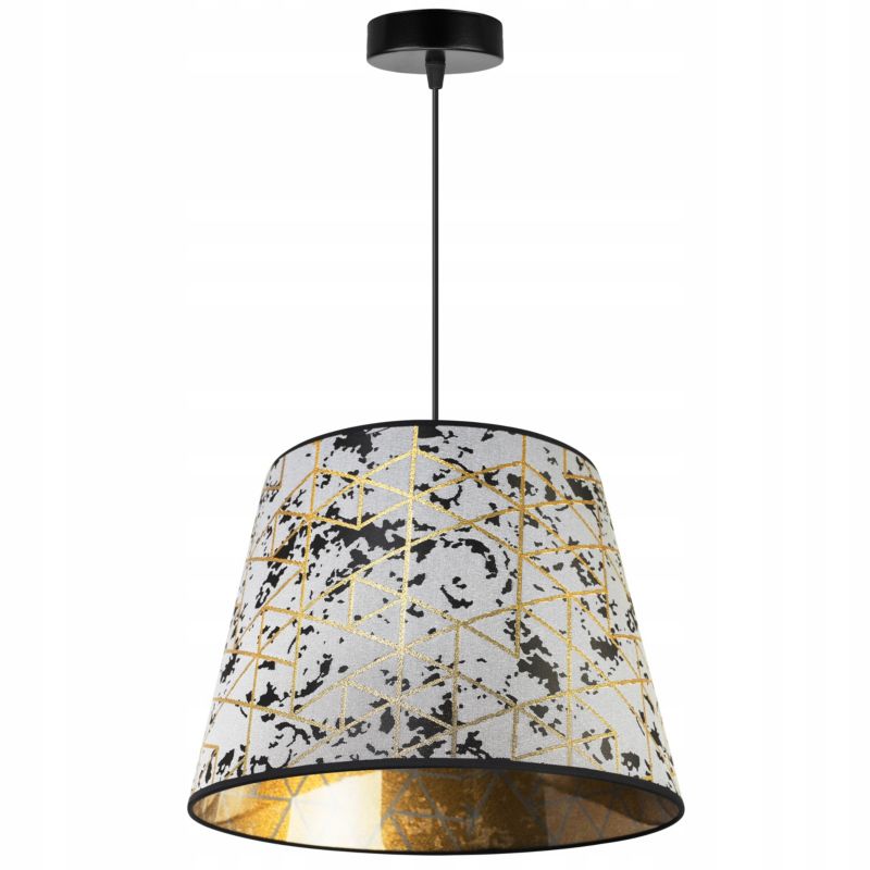 Lampa sufitowa wisząca Light Home LH Werona 1x E27 60W abażur stożek szary/złoty 1szt.