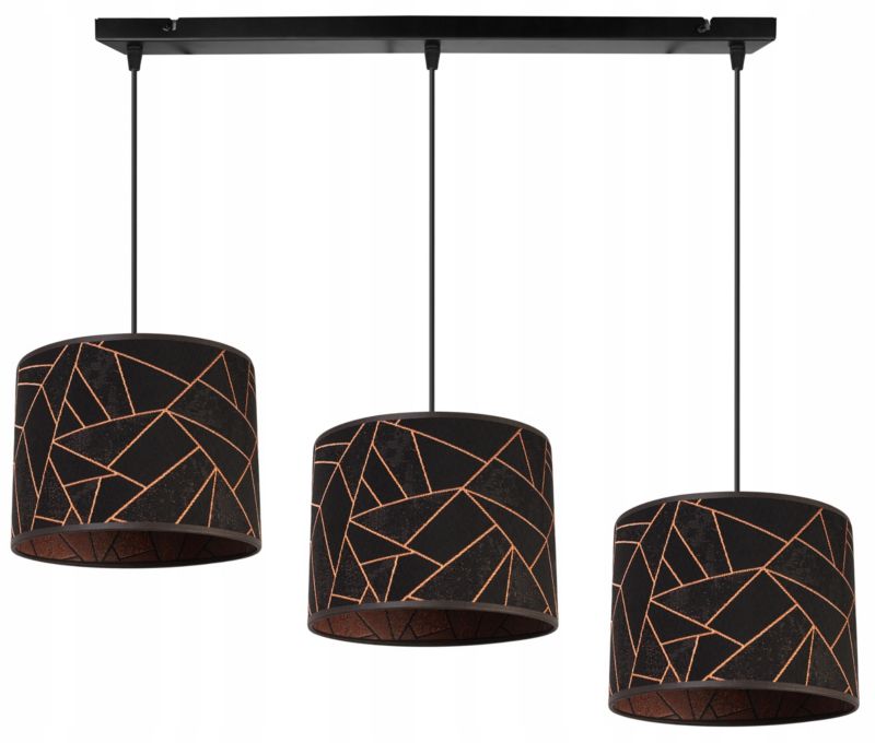 Lampa sufitowa wisząca Light Home LH Werona 3x E27 60W czarny/miedź 1szt.