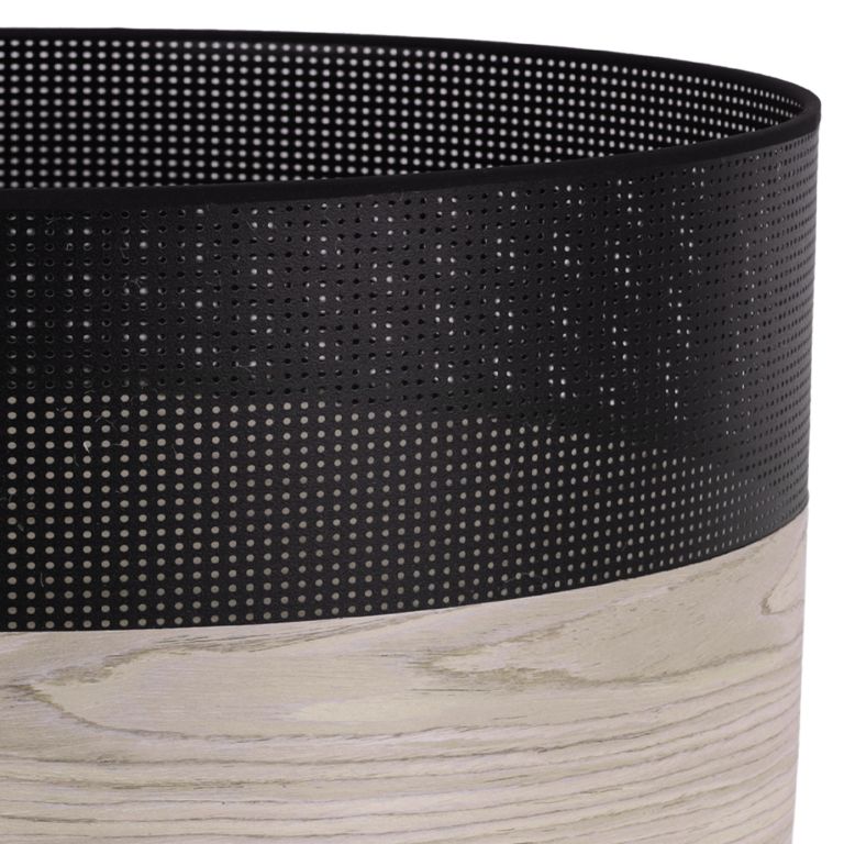 Lampa sufitowa wisząca Light Home LH Wood 1x E27 60W fornir dąb bielony/czarny klosz 40cm 1szt.