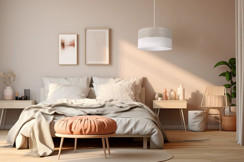 Lampa sufitowa wisząca Light Home LH Wood 1x E27 60W fornir dąb bielony klosz/biały 40cm 1szt.