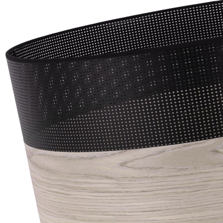 Lampa sufitowa wisząca Light Home LH Wood 1x E27 60W fornir dąb bielony klosz/czarny 44cm 1szt.