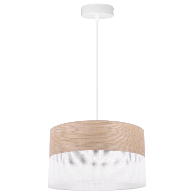 Lampa sufitowa wisząca Light Home LH Wood 1x E27 60W fornir dąb klasyczny/biały klosz 30cm 1szt.