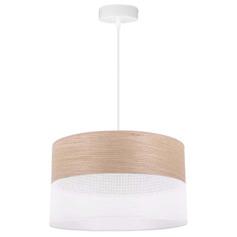 Lampa sufitowa wisząca Light Home LH Wood 1x E27 60W fornir dąb klasyczny/biały klosz 35cm 1szt.