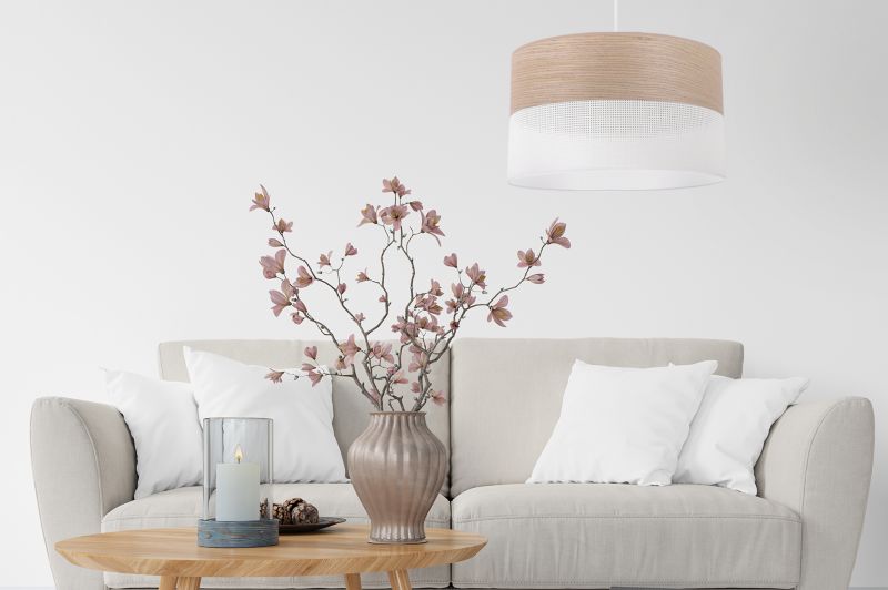 Lampa sufitowa wisząca Light Home LH Wood 1x E27 60W fornir dąb klasyczny/biały klosz 35cm 1szt.