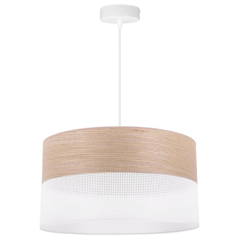 Lampa sufitowa wisząca Light Home LH Wood 1x E27 60W fornir dąb klasyczny/biały klosz 40cm 1szt.