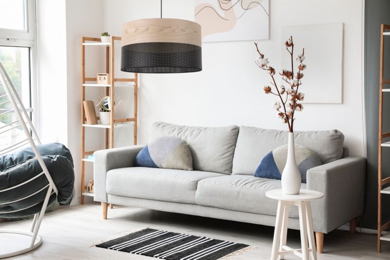 Lampa sufitowa wisząca Light Home LH Wood 1x E27 60W fornir dąb klasyczny/czarny klosz 40cm 1szt.