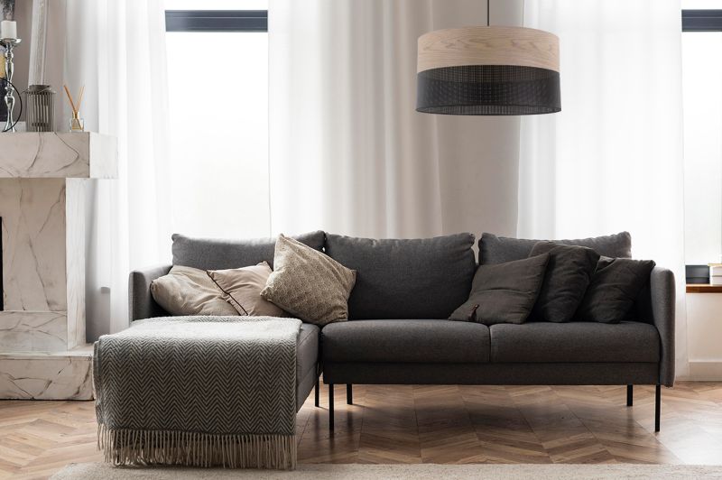 Lampa sufitowa wisząca Light Home LH Wood 1x E27 60W fornir dąb klasyczny/czarny klosz 44cm 1szt.