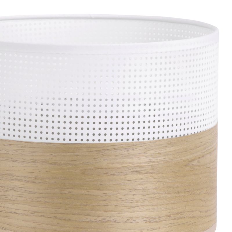 Lampa sufitowa wisząca Light Home LH Wood 1x E27 60W fornir dąb złocisty/biały klosz 20cm 1szt.
