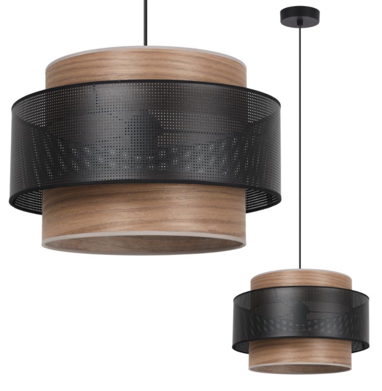 Lampa sufitowa wisząca Light Home LH Wood Duo 1x E27 60W orzech 1szt.