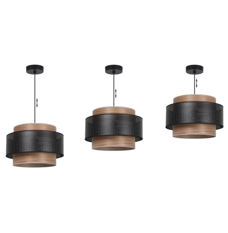 Lampa sufitowa wisząca Light Home LH Wood Duo 1x E27 60W orzech 1szt.
