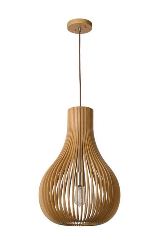 Lampa sufitowa wisząca Lucide Bodo 0766 jasne drewno szerokość 38 cm 1xE27 x 60W 1 szt.