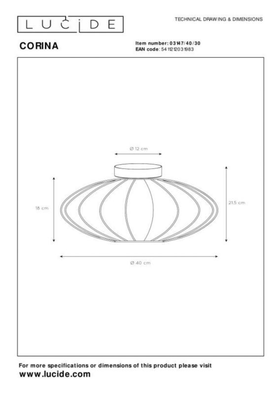 Lampa sufitowa wisząca Lucide Corina 1983 czarno-złota-odcienie złota szerokość 40 cm 1xE27 x 40W 1 szt.