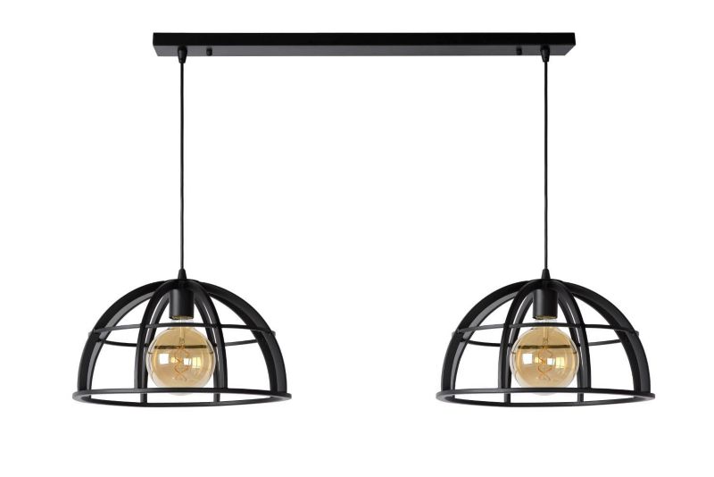 Lampa sufitowa wisząca Lucide Dikra 1019 czarna szerokość 40 cm 2xE27 x 60W 1 szt.