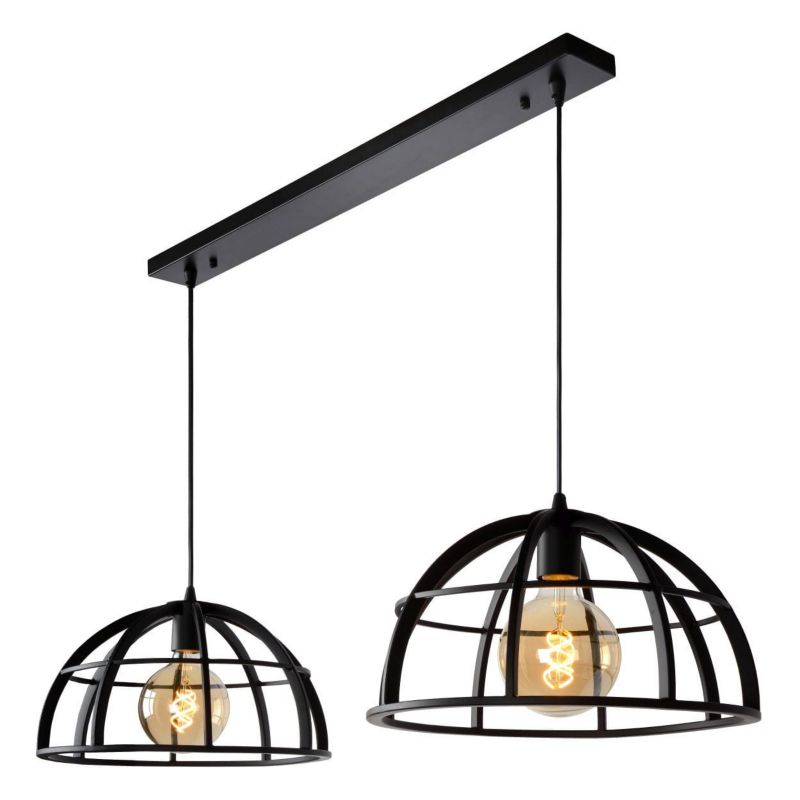 Lampa sufitowa wisząca Lucide Dikra 1019 czarna szerokość 40 cm 2xE27 x 60W 1 szt.