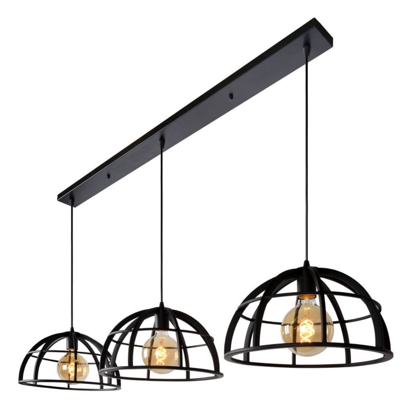 Lampa sufitowa wisząca Lucide Dikra 1026 czarna szerokość 150 cm 3xE27 x 60W 1 szt.