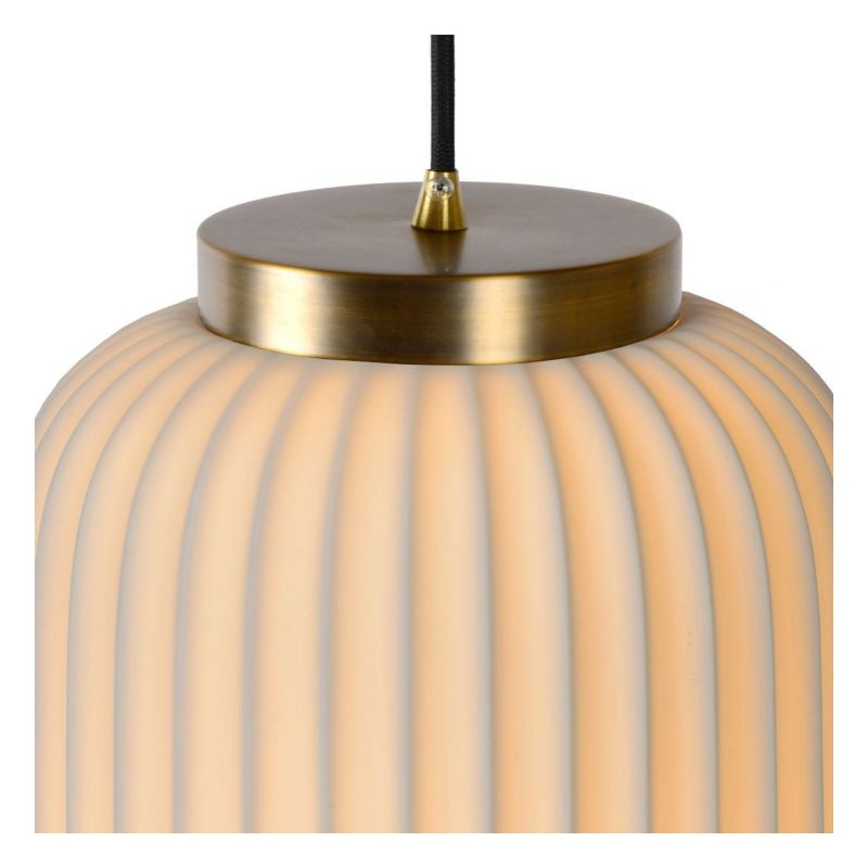 Lampa sufitowa wisząca Lucide Gosse 4141 złoto-biała szerokość 19.5 cm 1xE27 x 230W 1 szt.