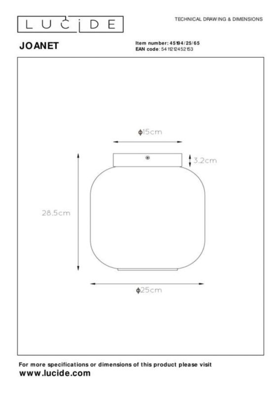 Lampa sufitowa wisząca Lucide Joanet 2153 szaro-odcienie szarości-czarna szerokość 25 cm 1xE27 x 40W 1 szt.
