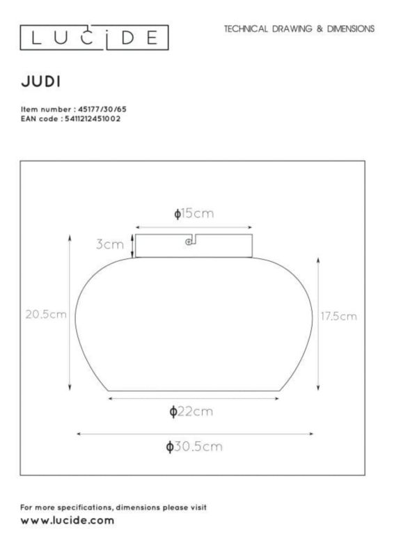 Lampa sufitowa wisząca Lucide Judi 1002 szaro-czarna 30.5 cm szerokości 1xE27 x 40W 1 szt.