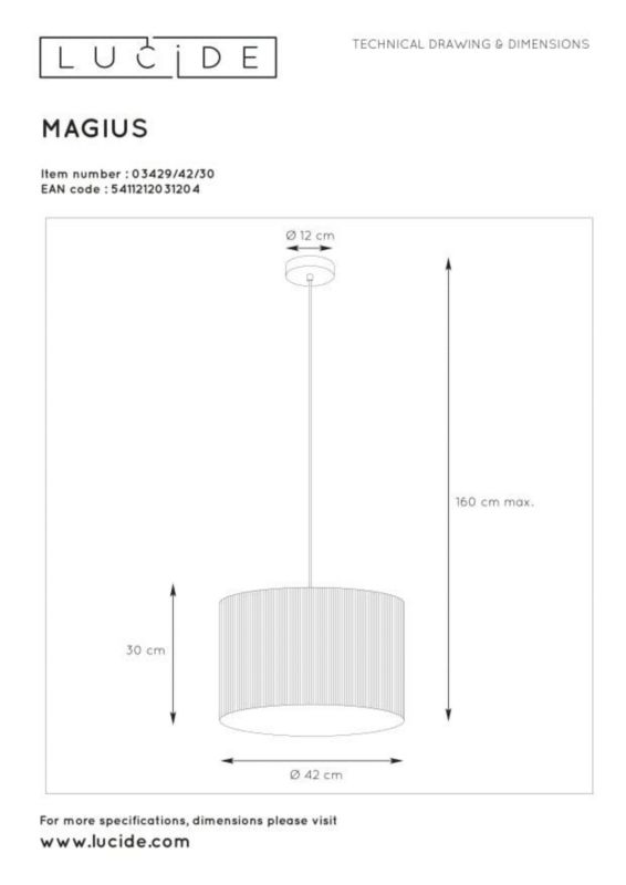 Lampa sufitowa wisząca Lucide Magius 1204 czarno-brązowa szerokość 42 cm 1xE27 x 40W 1 szt.