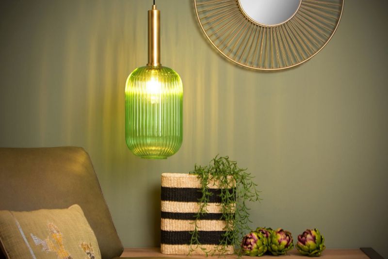 Lampa sufitowa wisząca Lucide Maloto 1170 złoto-zielona szerokość 20 cm 1xE27 x 40W 1 szt.