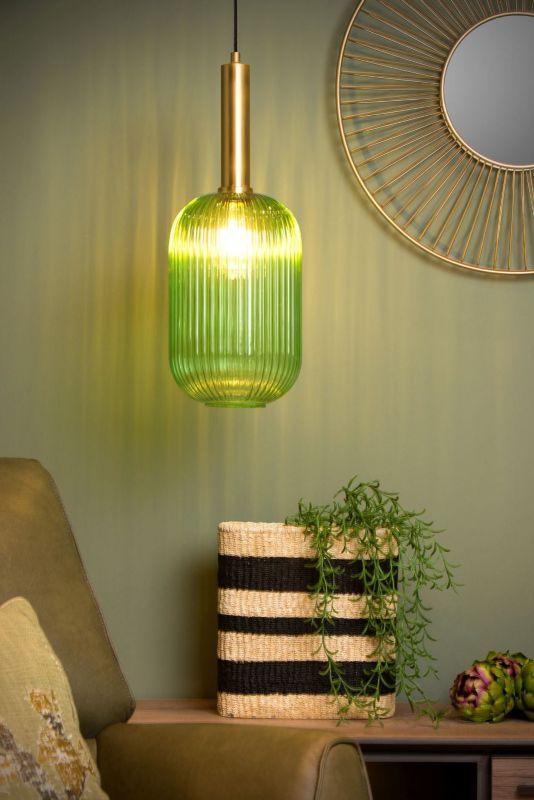 Lampa sufitowa wisząca Lucide Maloto 1170 złoto-zielona szerokość 20 cm 1xE27 x 40W 1 szt.