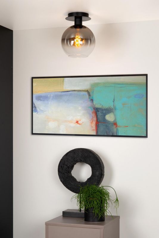 Lampa sufitowa wisząca Lucide Marius 0984 czarna-dymione szkło szerokość 20 cm 1xE27 x 60W 1 szt.
