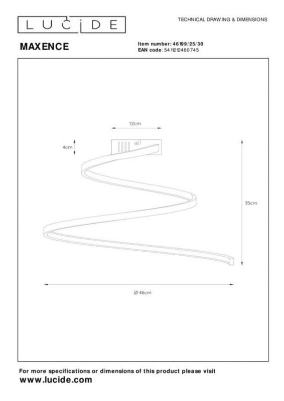 Lampa sufitowa wisząca Lucide Maxence 0745 czarno-biała nowoczesna wbudowany LED 24W 1 szt.