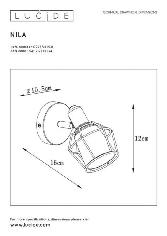 Lampa sufitowa wisząca Lucide Nila 0974 czarno-złota szerokość 16 cm 1xE14 x 25W 1 szt.