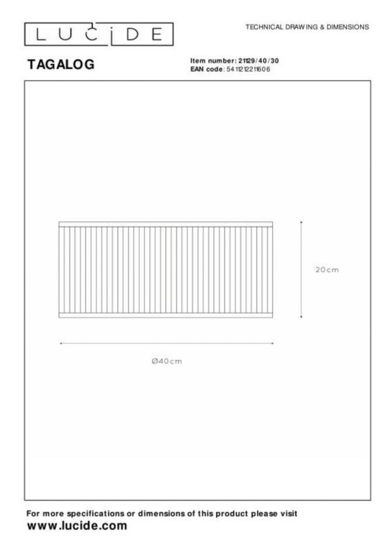 Lampa sufitowa wisząca Lucide Tagalog 1606 czarna-jasne drewno szerokość 40 cm 1xE27 x 40W 1 szt.
