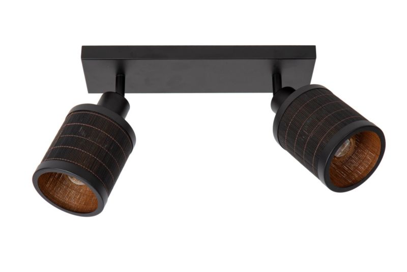 Lampa sufitowa wisząca Lucide Tagalog 1675 czarna-jasne drewno szerokość 32 cm 2xE27 x 40W 1 szt.