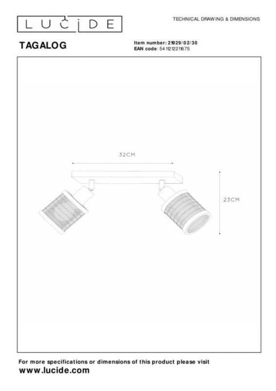 Lampa sufitowa wisząca Lucide Tagalog 1675 czarna-jasne drewno szerokość 32 cm 2xE27 x 40W 1 szt.