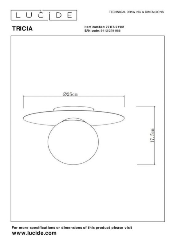 Lampa sufitowa wisząca Lucide Tricia 1986 złoto-odcienie złota-biały opal szerokość 25 cm 1xE27 x 15W 1 szt.
