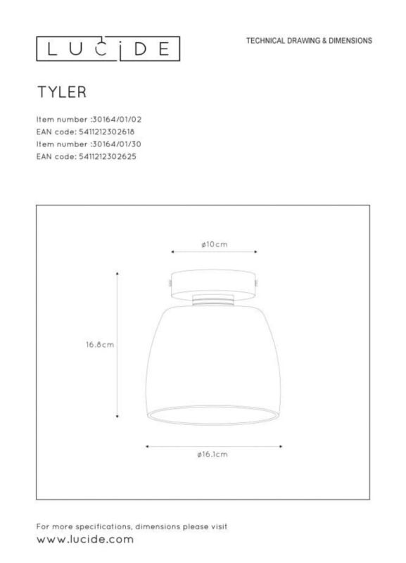 Lampa sufitowa wisząca Lucide Tyler 2625 transparentna-czarna szerokość 16.1 cm 1xG9 x 33W 1 szt.